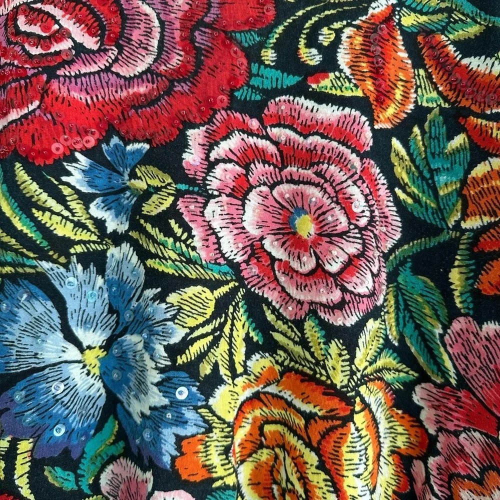 Vintage Pierre Cardin Multicolor Sequins Abstract Floral Top size XL. - Picture 2 of 5